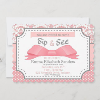 Sip and See for Girl Baby com Arco rosa e Cinza