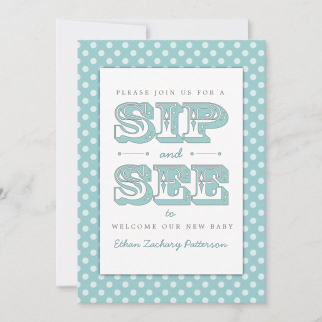 Sip and See Sweet Boy in Teal Convite (Frente)