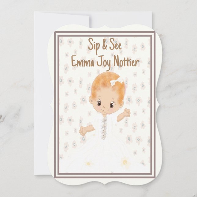 Sip & Veja Convite para Menina (Frente)