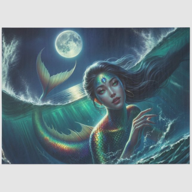 Siren iluminado pela lua - Sereia - Papel Decoupag (Frente )