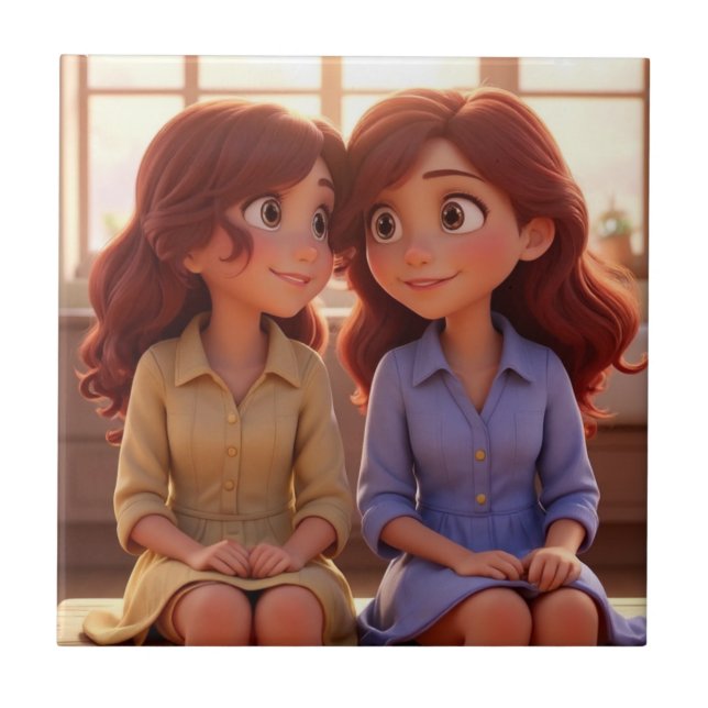 Sister Bond – Beautiful Sisters Illustration Art (Frente)