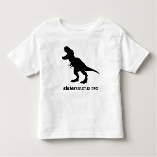 Sistersaurus rex que combinam com a camisa de dino