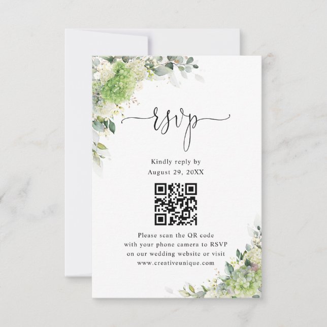 Site de Casamento com QR Code de RSVP de Hortênsia (Frente)