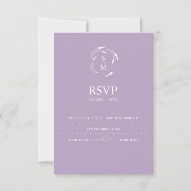 Site de Casamento de Cartão RSVP de Lavanda Monogr (Frente)