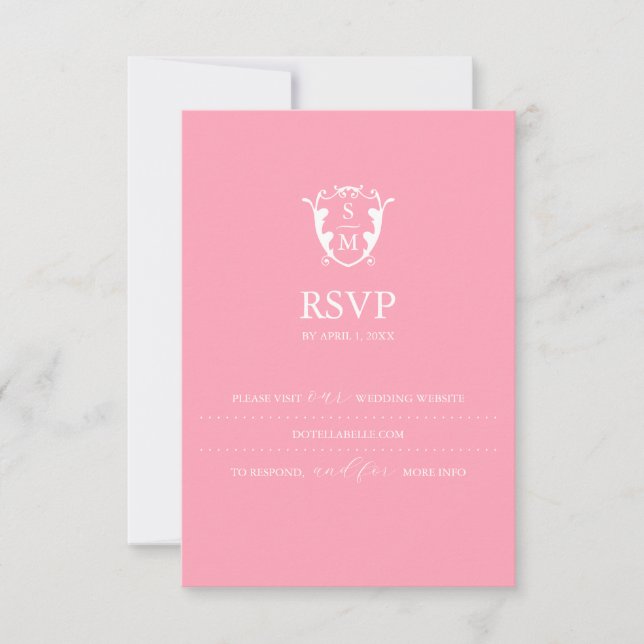 Site de Casamento de Cartão RSVP Rosa Monograma (Frente)