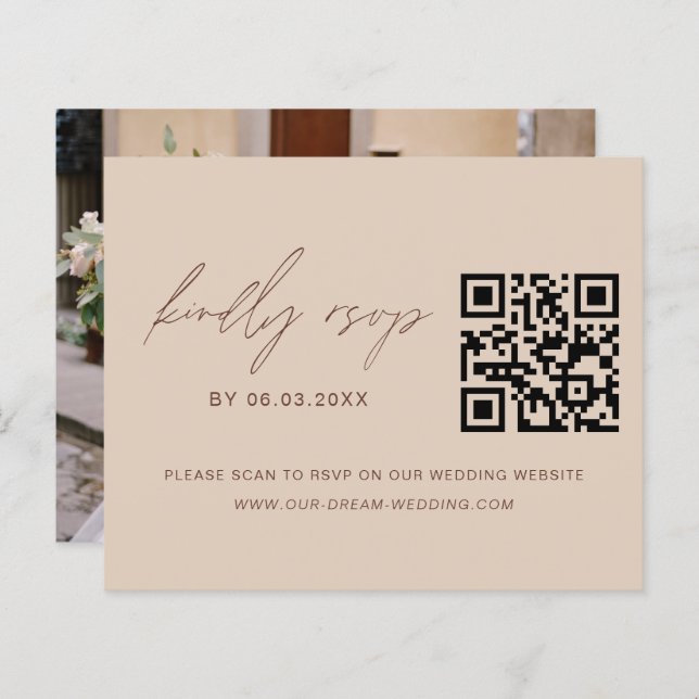 Site de Casamento de Foto RSVP de Código QR de Orç (Frente/Verso)