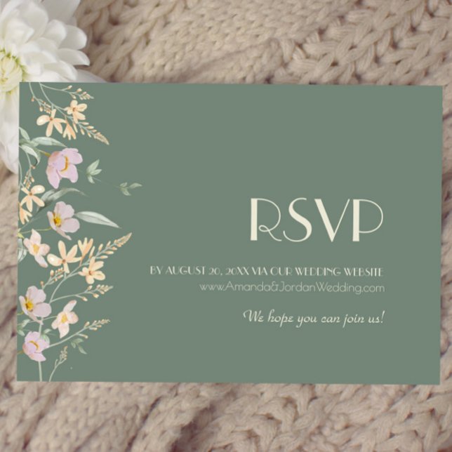 Site de Casamento do Wildflower Sage Deco RSVP (Criador carregado)