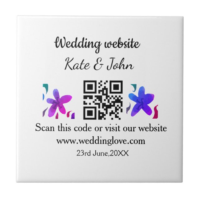 Site de casamento mínimo simples Q R código adicio (Frente)