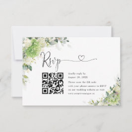 Site de Casamento QR Code RSVP de Hortênsias Verde