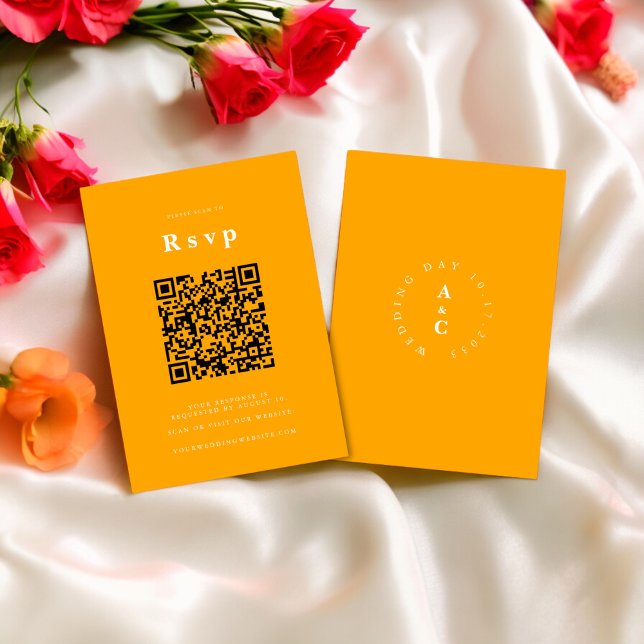 Site de Casamento | RSVP Código QR Cor de laranja (MODERN BOLD RSVP QR CODE )