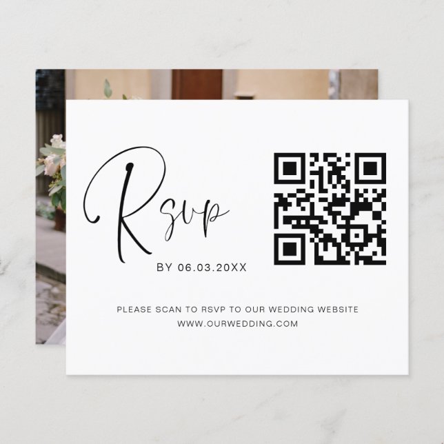 Site de Casamento RSVP de Código QR de Foto de Orç (Frente/Verso)