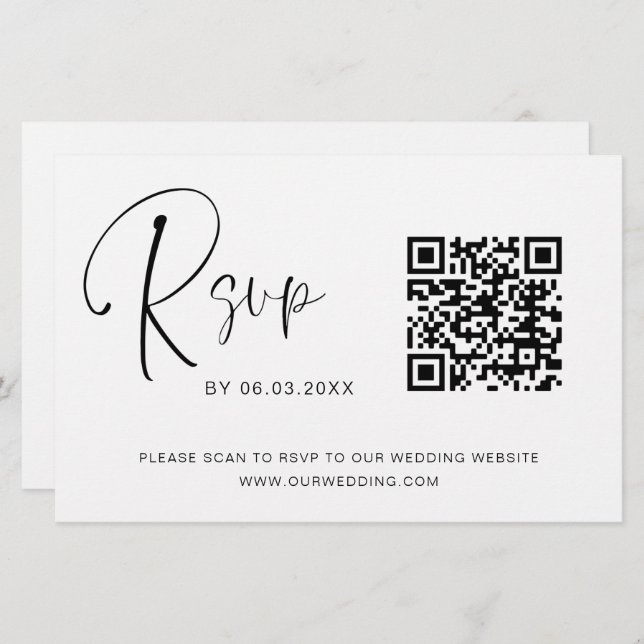 Site de Casamento RSVP de Código QR de Orçamento (Frente/Verso)
