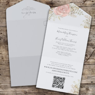 Site de código QR Dourado do Elegant Watercolor Ro