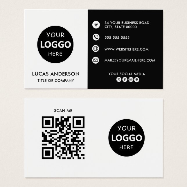 site de logotipo comercial personalizado mídia soc (Frente & Verso)