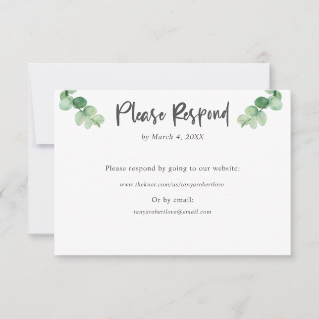 Site on-line do RSVP de Casamento Eucalyptus Elega (Frente)
