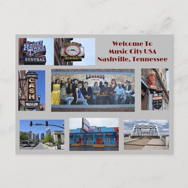 Sites para ver em Nashville, Tennessee — cartão po (Frente)