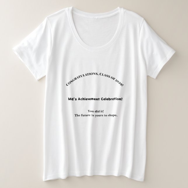 Size Camiseta Class of 2029 Plus | Orgulho de Graduado  (Frente do Design)