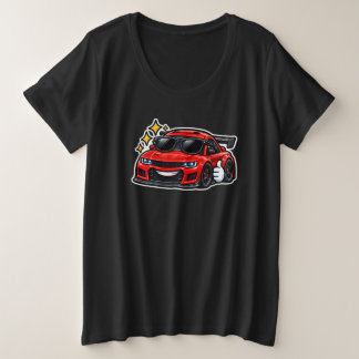 Size Camiseta engraçada de carro para mulheres plus siz