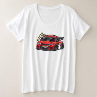 Size Camiseta engraçada de carro para mulheres plus siz
