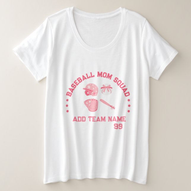 Size Camiseta Personalizada de Mãe de Beisebol Plus Siz (Frente do Design)