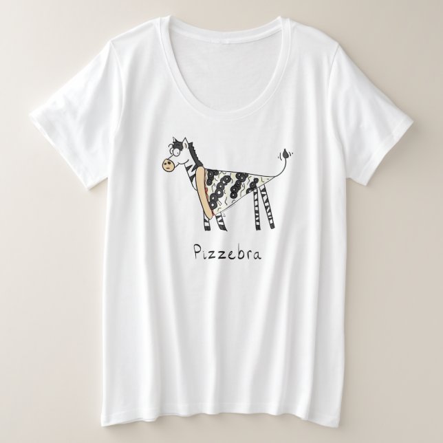 Size Camiseta Plus Feminina da Pizza Zebra Pizzebra (Frente do Design)