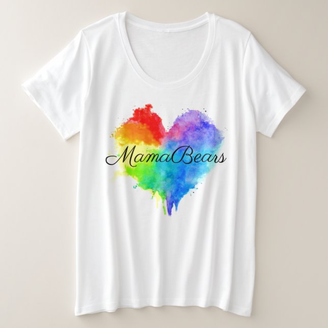Size Camiseta Rainbow Heart Plus Women's (Frente do Design)
