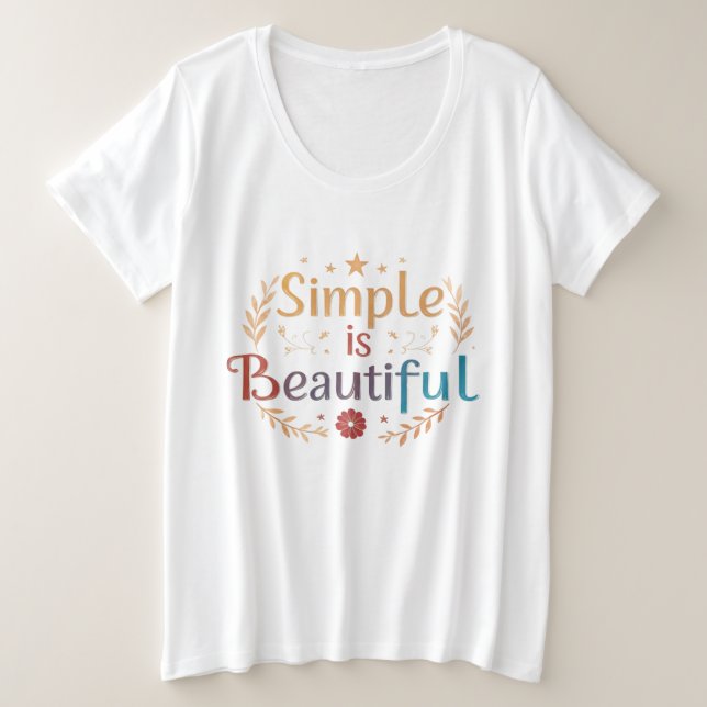 Size Simples é Bonito – Camiseta Feminina Tamanhos Plus (Frente do Design)