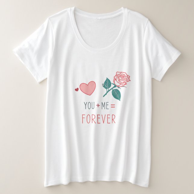Size Você + Eu = Para Sempre! Camiseta Feminina Plus Si (Frente do Design)