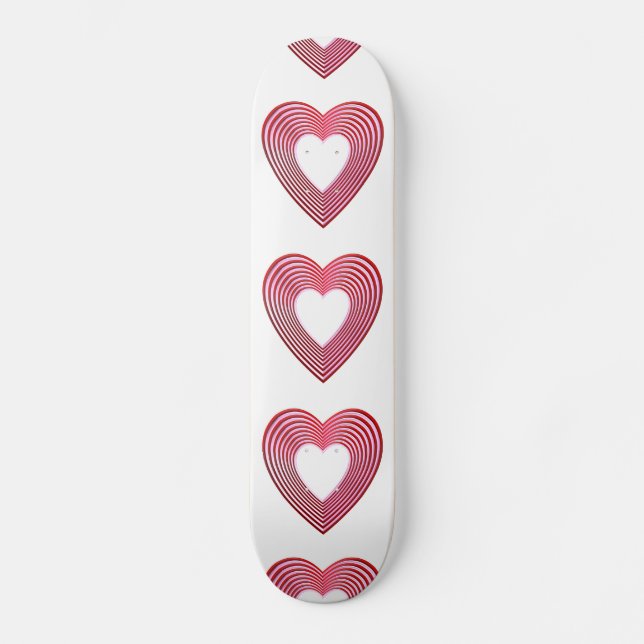 Skate "3-D" Corações Vermelho e Rosa (Frente)