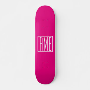 Skate 3 Iniciais Monograma Branco no Rosa Vibrante