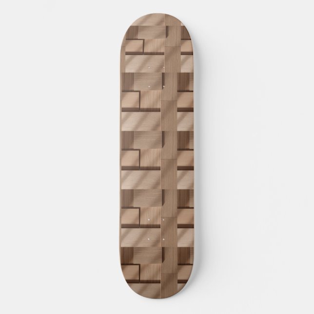 Skate 3D Wooden Block Pattern with Light Brown Grain and (Frente)