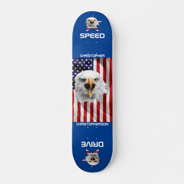 Skate A bandeira americana, Eagle, Star Patriotic (Frente)