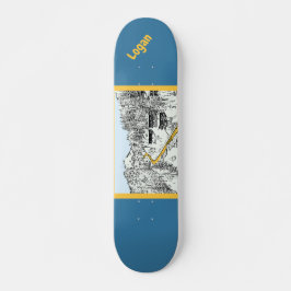 Skate A estrada nas montanhas design preto e branco