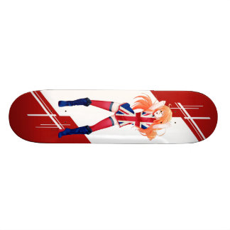 Skate A menina de Union Jack Manga vestiu-se na bandeira