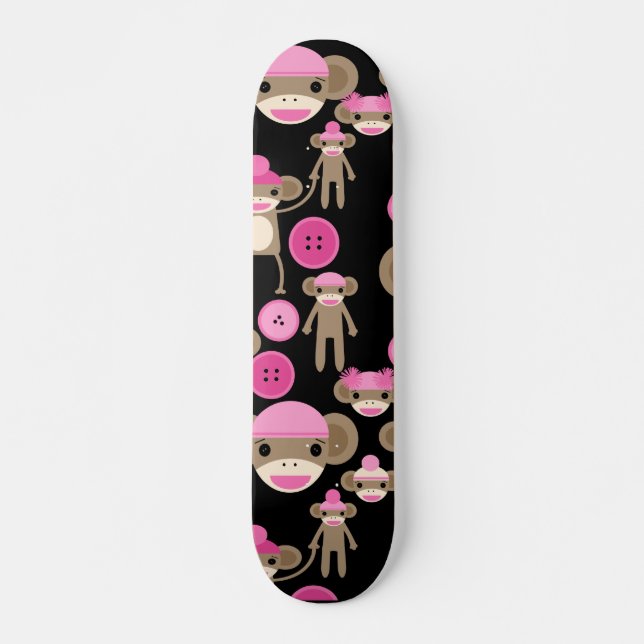 Skate A peúga cor-de-rosa feminino bonito Monkeys (Frente)