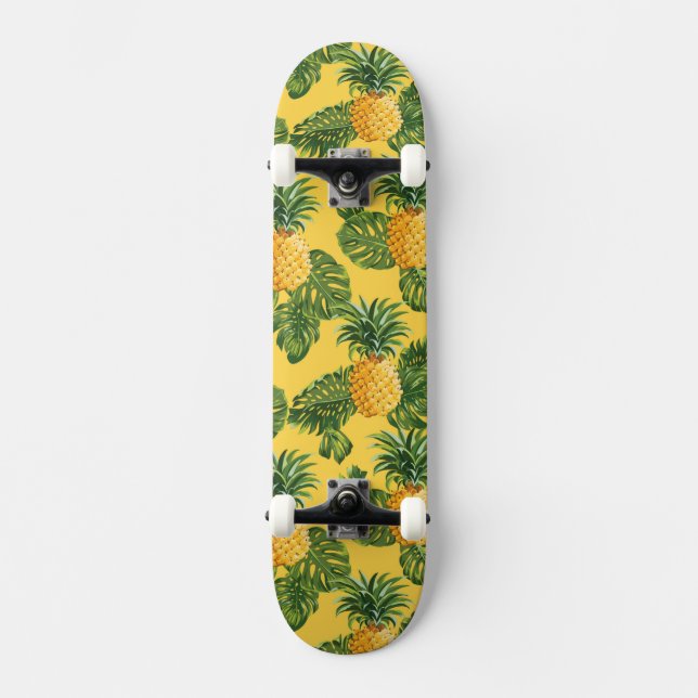 Skate Abacaxis & folhas tropicais no ouro (Frente)