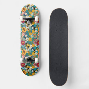Skate Abejas y Florales Patrón de Abeja Flor