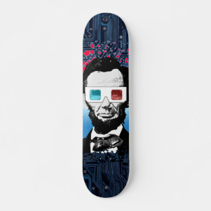 Skate Abraham Lincoln Pop Art Tech Circuito Design de Ru