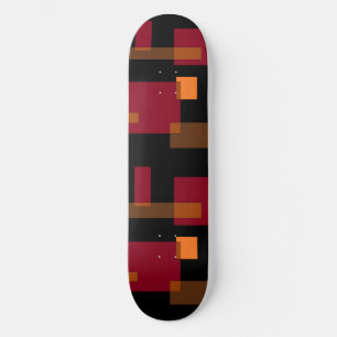 Skate Abstração Geométrica Laranja Vermelho Preto