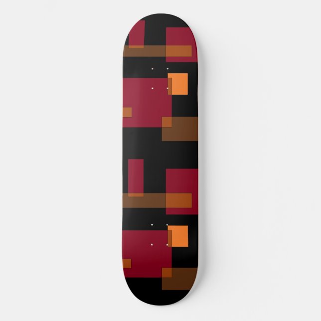 Skate Abstração Geométrica Laranja Vermelho Preto (Frente)