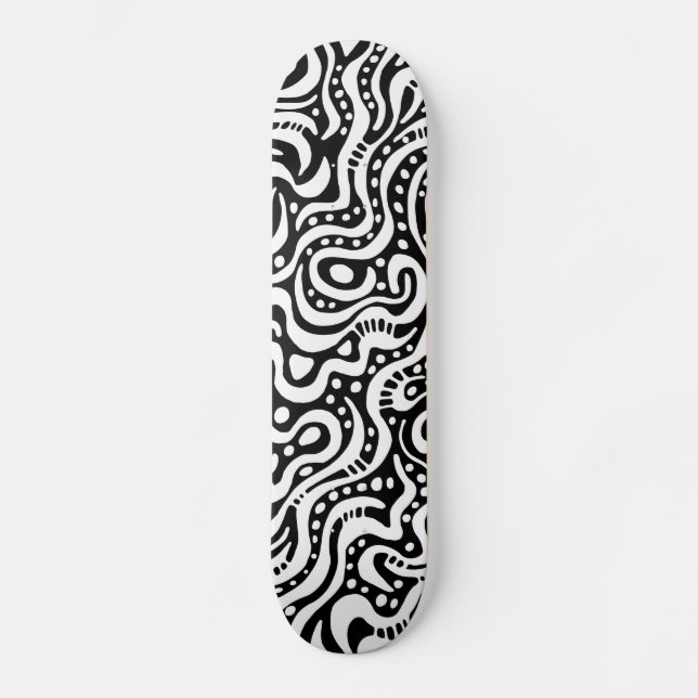 Skate Abstrato 041211v1 - Branco sobre Preto (Frente)