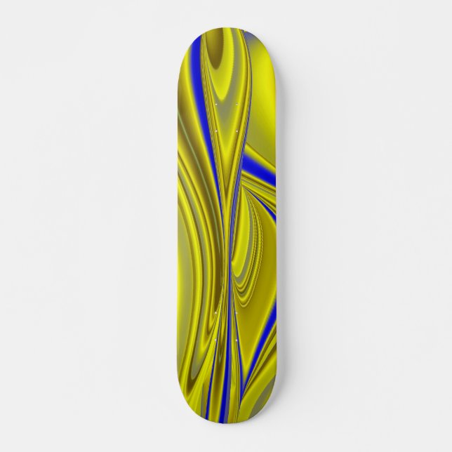 Skate abstrato 3D em azul amarelo Dourado (Frente)
