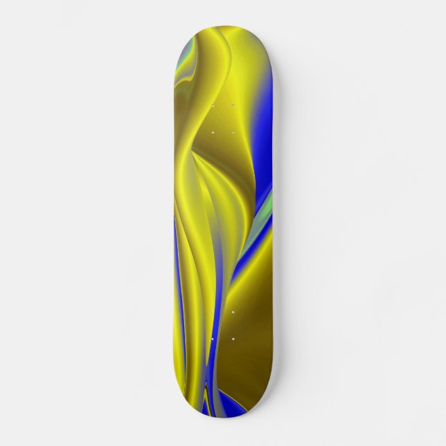 Skate abstrato 3D em azul amarelo Dourado (Frente)