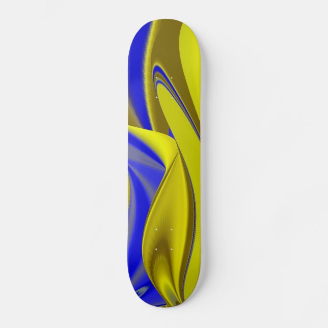 Skate abstrato 3D em azul amarelo Dourado (Frente)