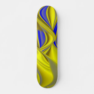 Skate abstrato 3D em azul amarelo Dourado