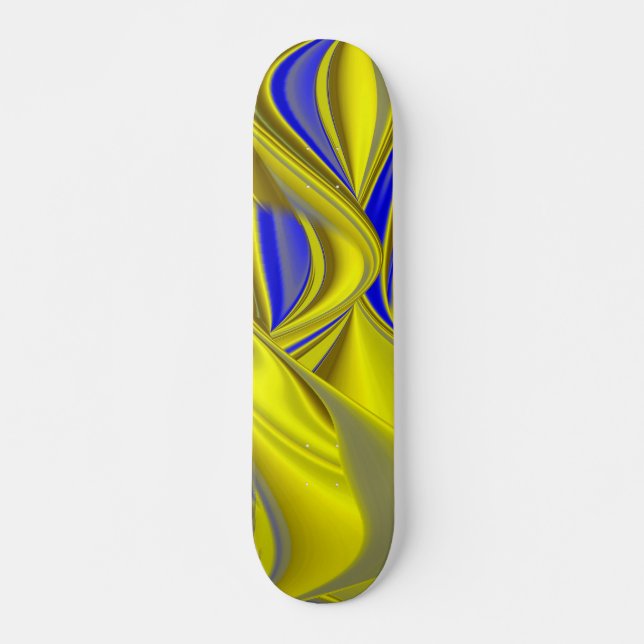 Skate abstrato 3D em azul amarelo Dourado (Frente)