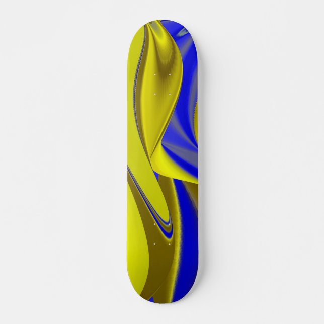 Skate abstrato 3D em azul amarelo Dourado (Frente)