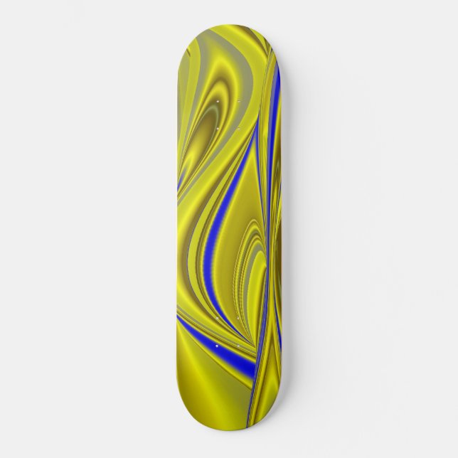 Skate abstrato 3D em azul amarelo Dourado (Frente)