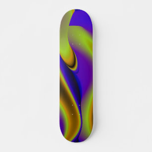 Skate Abstrato Arco-íris em amarelo roxo e azul