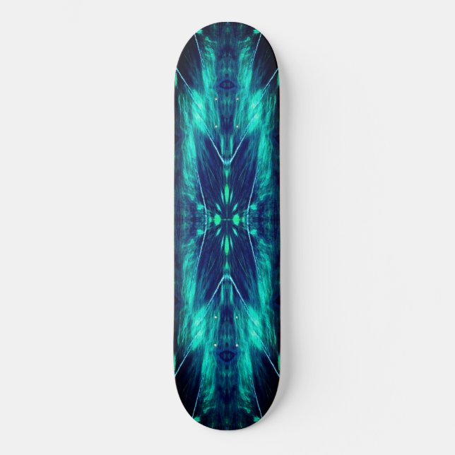 Skate Abstrato Bloom Aqua e Blue Fractal Design (Frente)